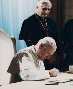Pope John Paul II, to be beatified, with Pope Benedict XVI