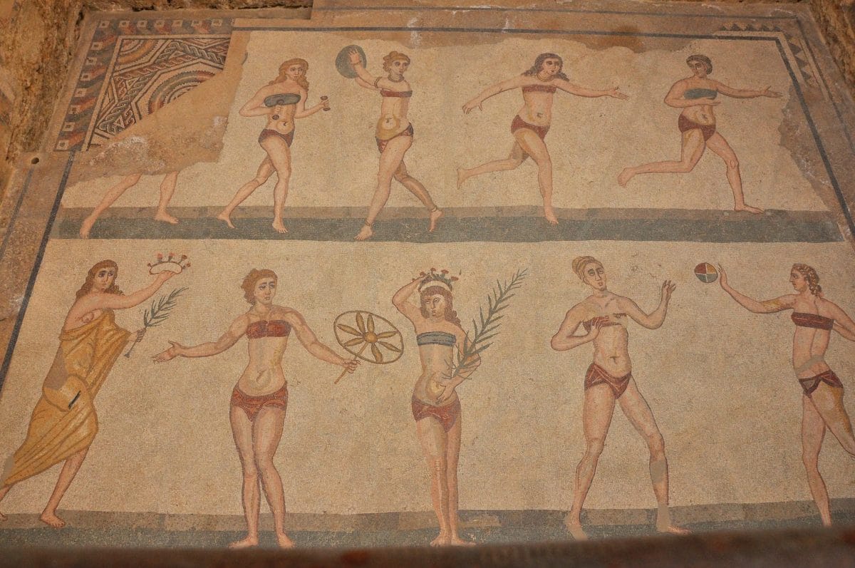 Ancient Roman mosaic in Sicily