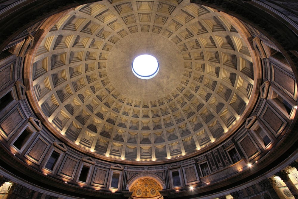 The breathtaking dome of the Pantheon as seen from below