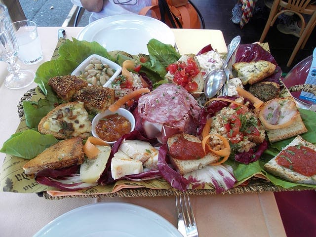 Antipasto, part of an Italian menu