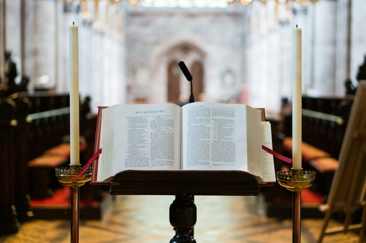 Bible in a church