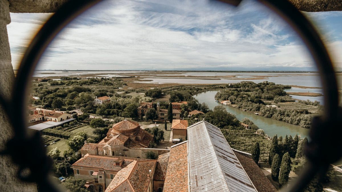 Venice´s Lagoons as seen from above in a tall tower