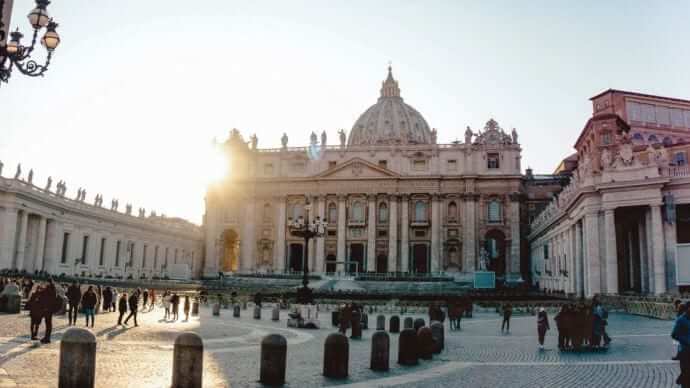 The site of the impressive St. Peter's Basilica welcomes visitors to the Vatican City