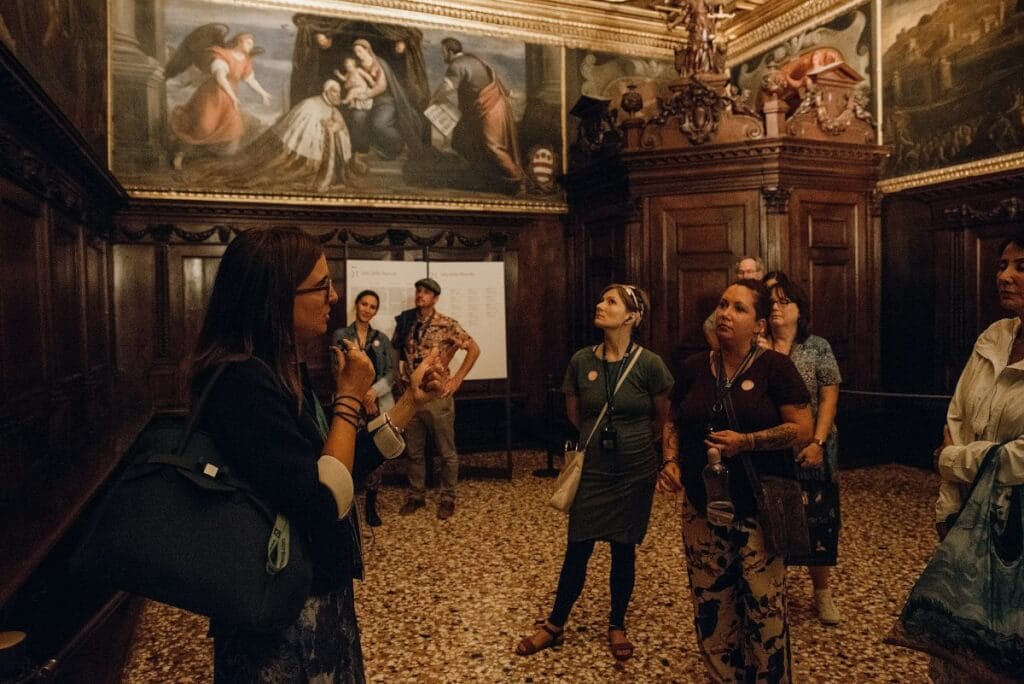 Doge's Palace art with Walks tour guide explaining the history of the Palazzo Ducale