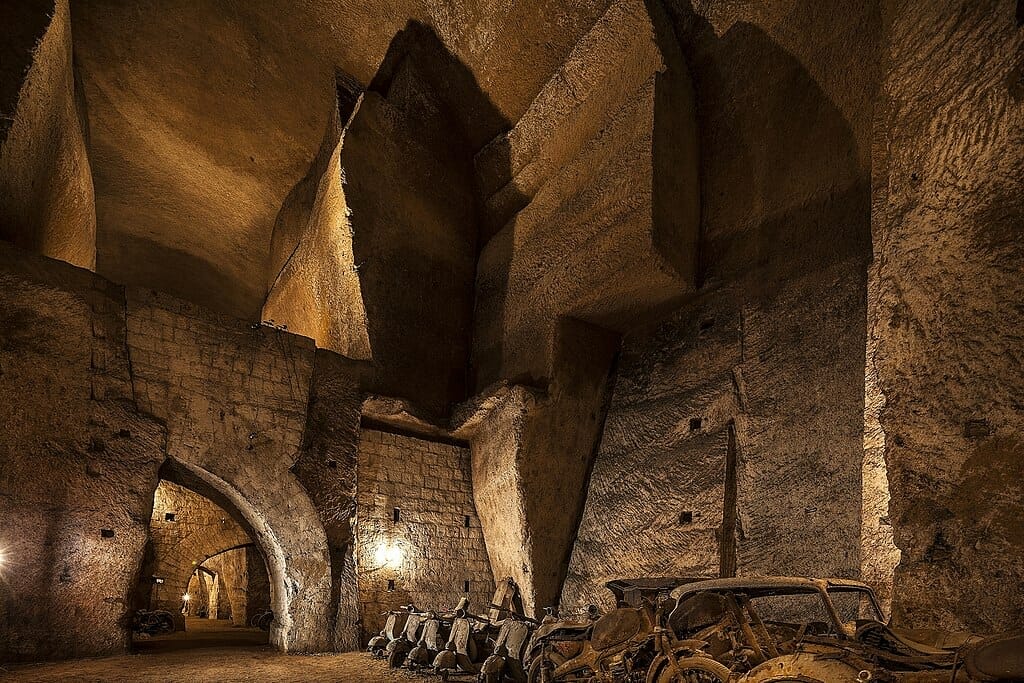 Naples underground in the Galleria Borbonica with war bunkers