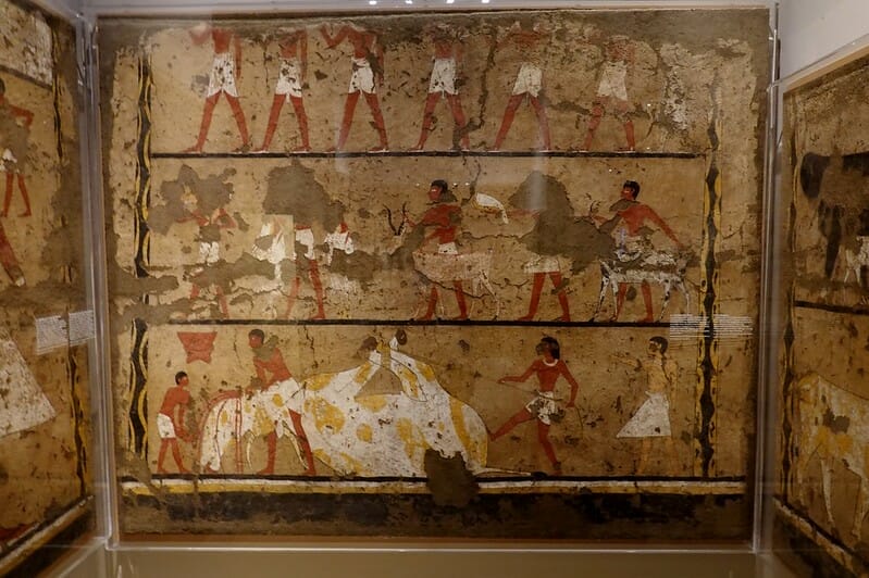 Tomb painting inside Turin's Egyptian Museum